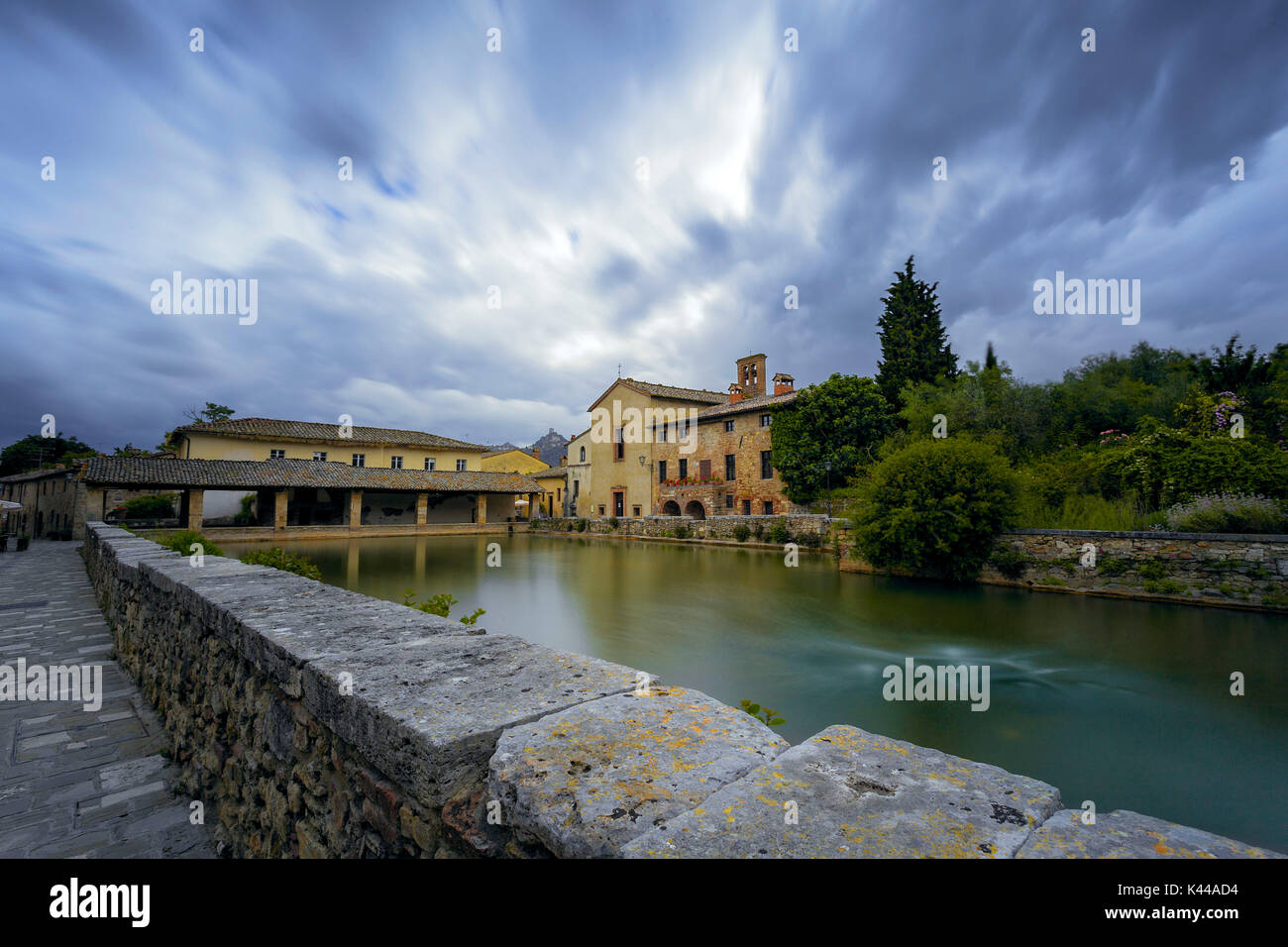 Bagno Vignoni, San Quirico d'Orcia, Siena, Toscana. Foto Stock