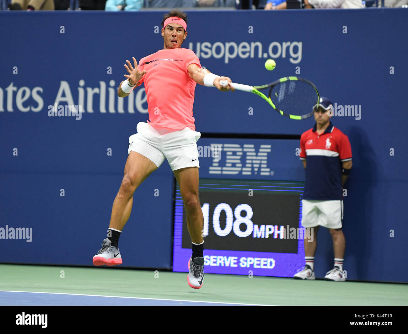 Il 2 settembre 2017, Billie Jean King National Tennis Center, Flushing Meadows, New York, Stati Uniti d'America; Rafael Nadal (ESP) in azione durante il suo terzo round corrisponde a US Open Foto Stock