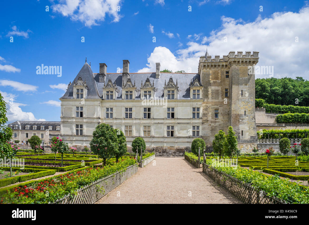 Francia, Indre-et-Loire department, Château de Villandry, vista della concessione country house, noto per i suoi giardini rinascimentali Foto Stock