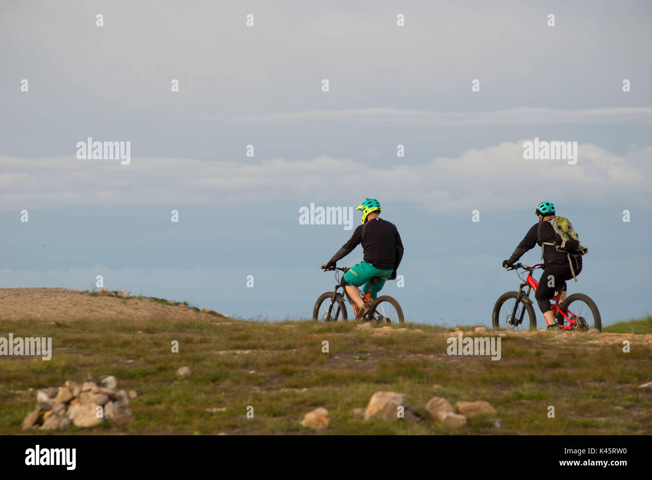 Gli amanti della mountain bike, Lapponia Foto Stock