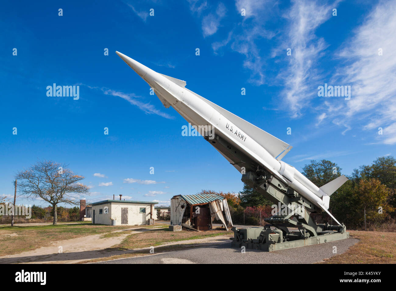 Stati Uniti d'America, New Jersey, Sandy Hook, Gateway National Recreation Area, Nike missile nucleare usato per la difesa della città di New York durante la Guerra fredda Foto Stock