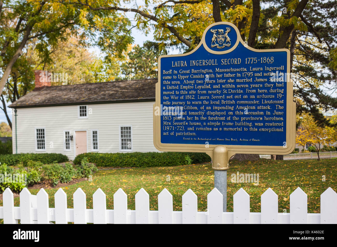 Canada Ontario, Queenston, Laura Secord Homestead, casa dei lealisti lei della guerra del 1812, Laura Secord Foto Stock