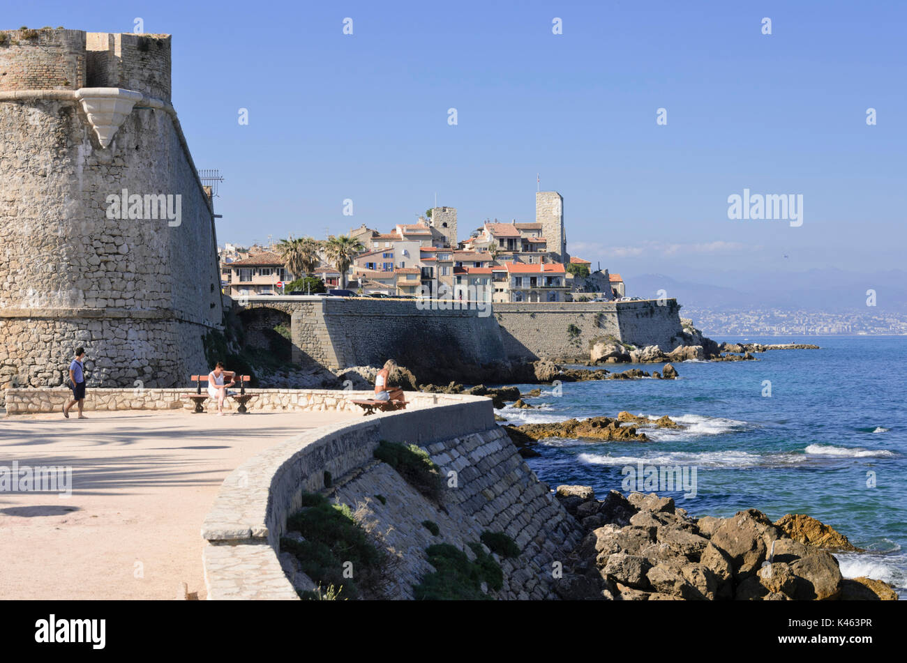 Bastione Saint-andré e la città vecchia, antibes, Francia Foto Stock