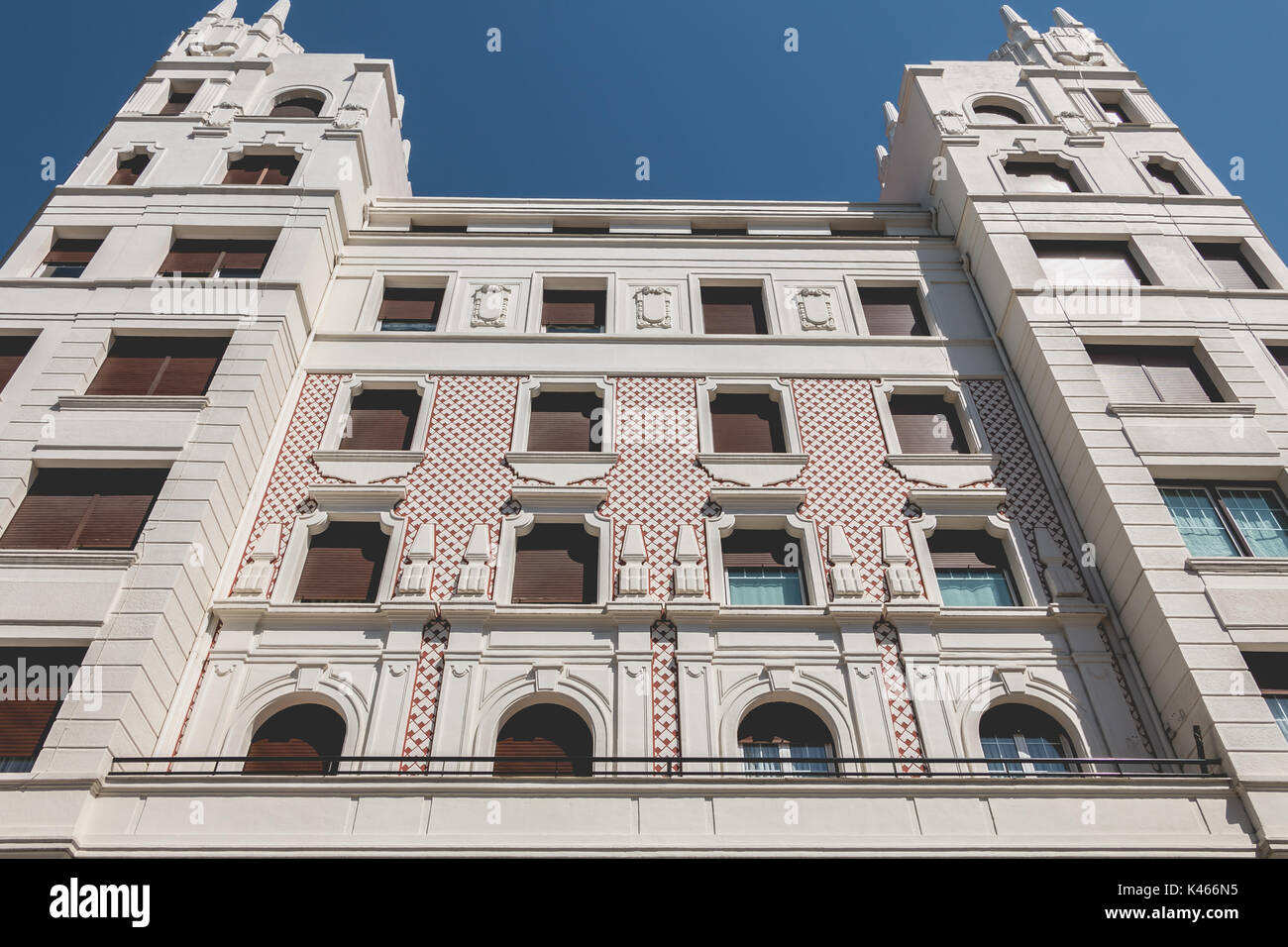 Dettaglio dell'architettura di un tipico edificio di bilbao, Spagna Foto Stock