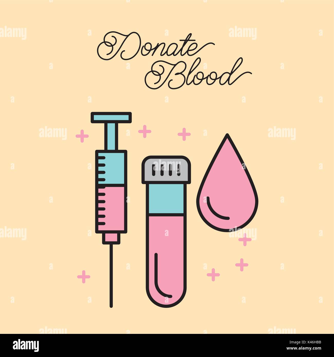 Donare sangue siringa provetta drop Illustrazione Vettoriale