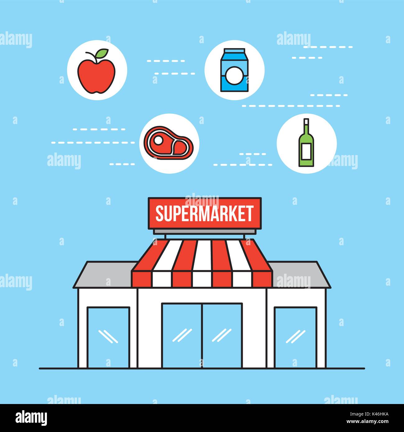 Supermercato negozio di generi alimentari e di conservare alimenti e bevande Illustrazione Vettoriale