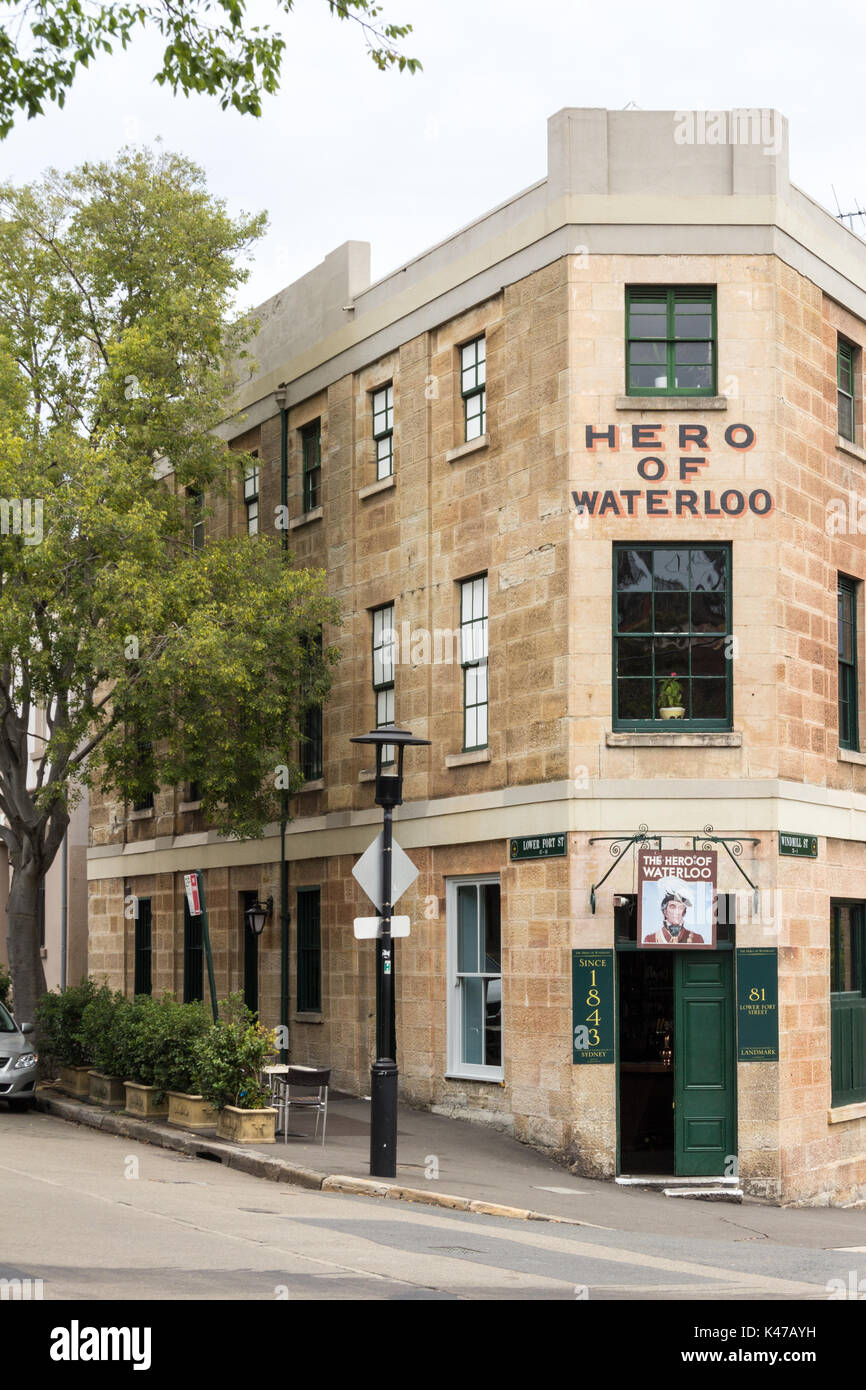 L eroe di Waterloo public house, inferiore Fort Street, rocce, Sydney, NSW, Nuovo Galles del Sud, Australia Foto Stock