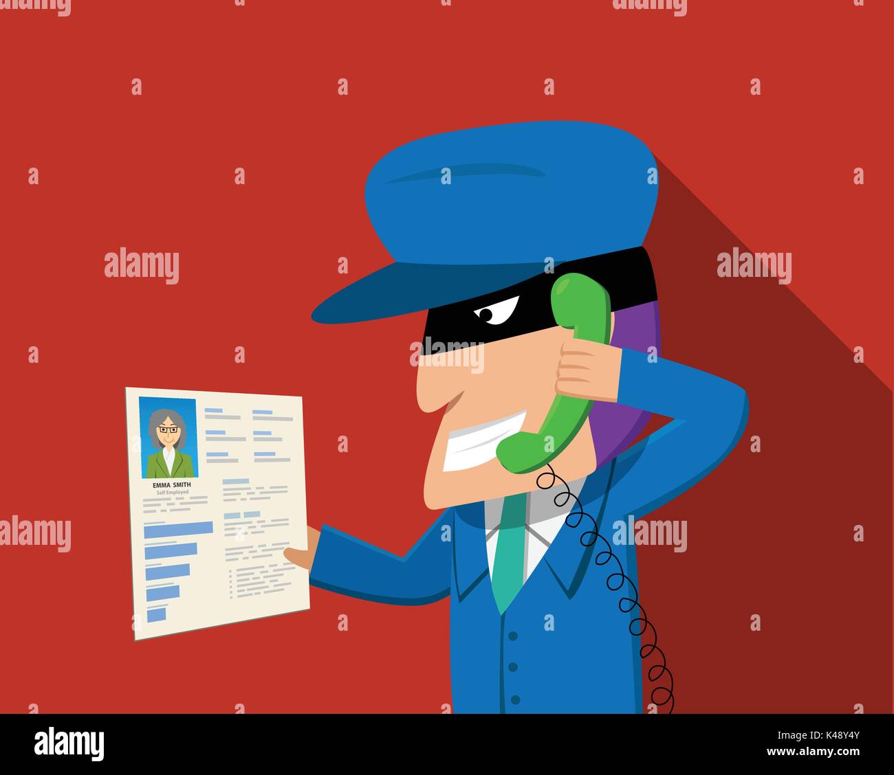 Scammer chiamando per senior donna per minacciare, vettore Illustrazione Vettoriale