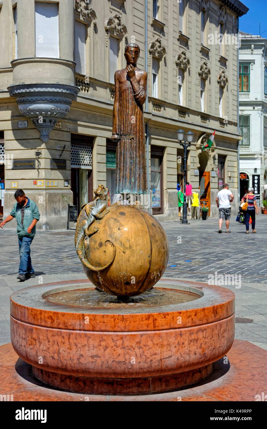 Monumento Fontana del Drago Slayer San Giorgio a Gyor Foto Stock