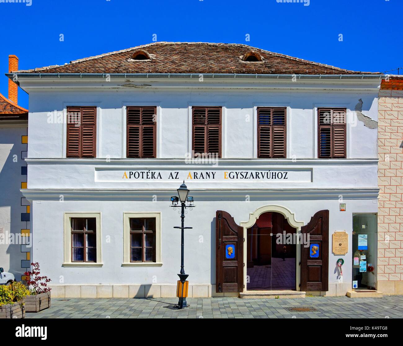 Museo storico della Farmacia all'Unicorno d'Oro a Kèszeg Foto Stock