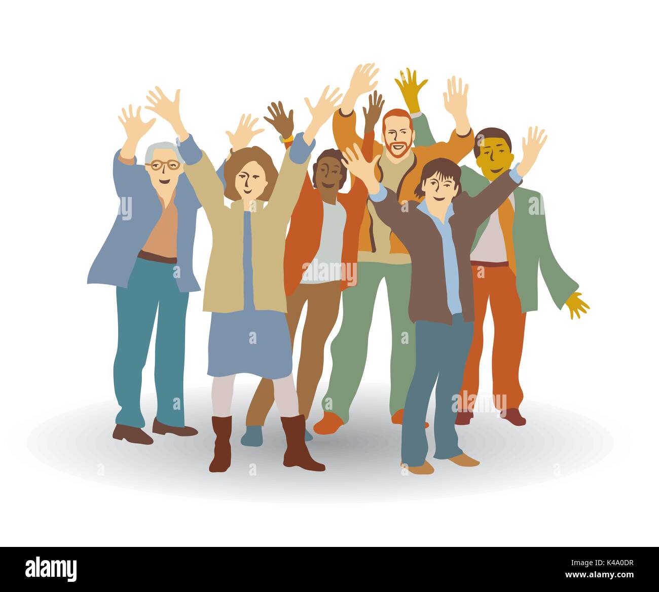 Gruppo Le persone felici isolare su bianco. Illustrazione Vettoriale Gruppo Le persone felici isolare su bianco. Illustrazione Vettoriale