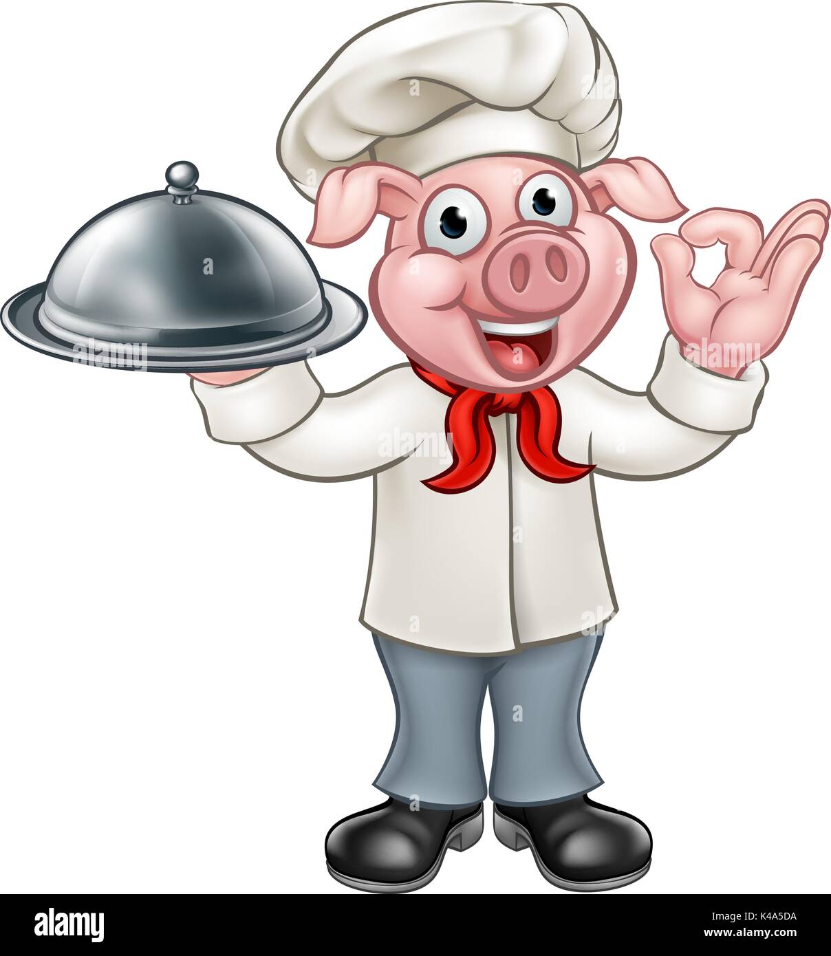 Cartoon Chef carattere di maiale Illustrazione Vettoriale