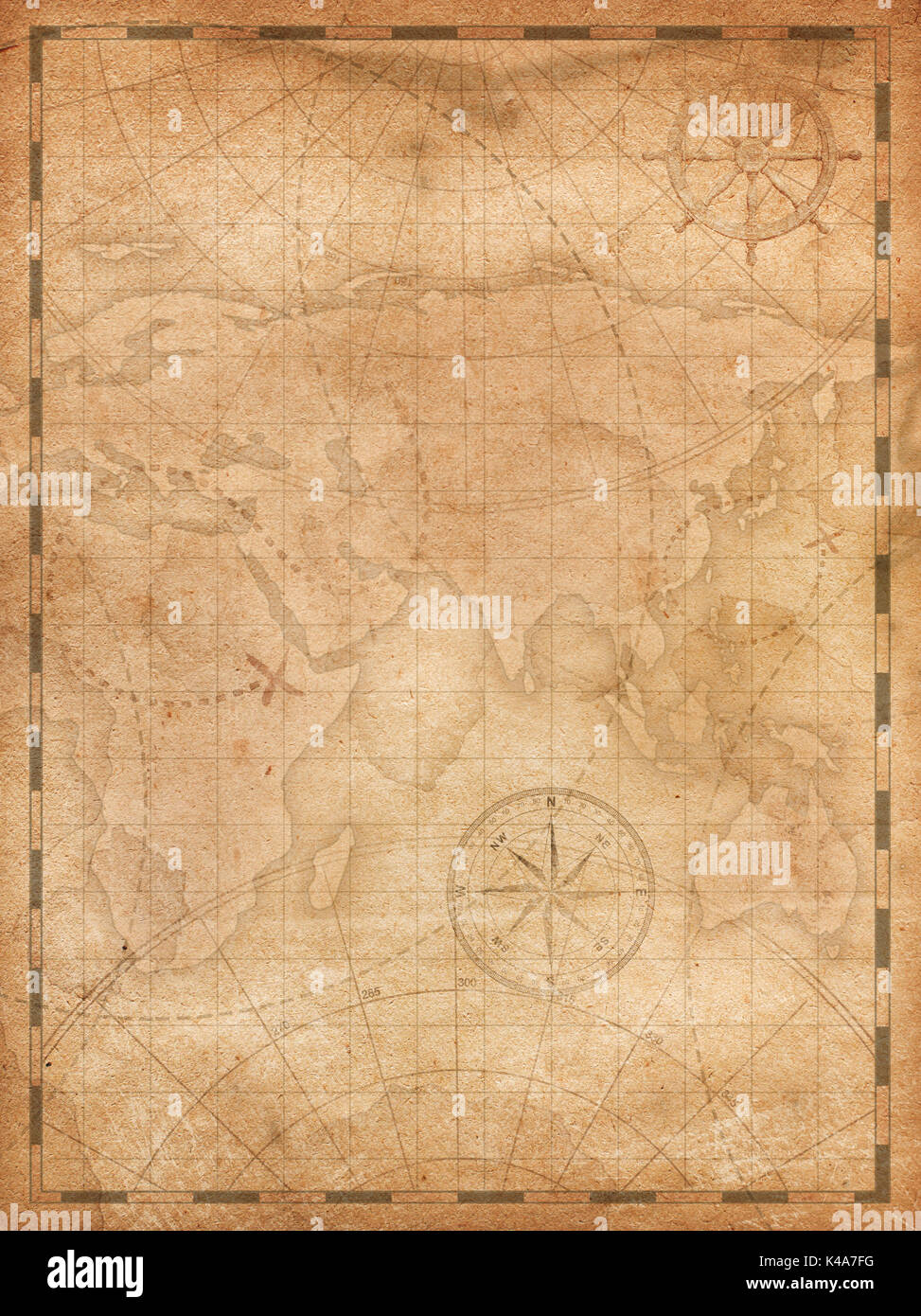 Il tesoro dei pirati mappa verticale illustrazione dello sfondo Foto Stock