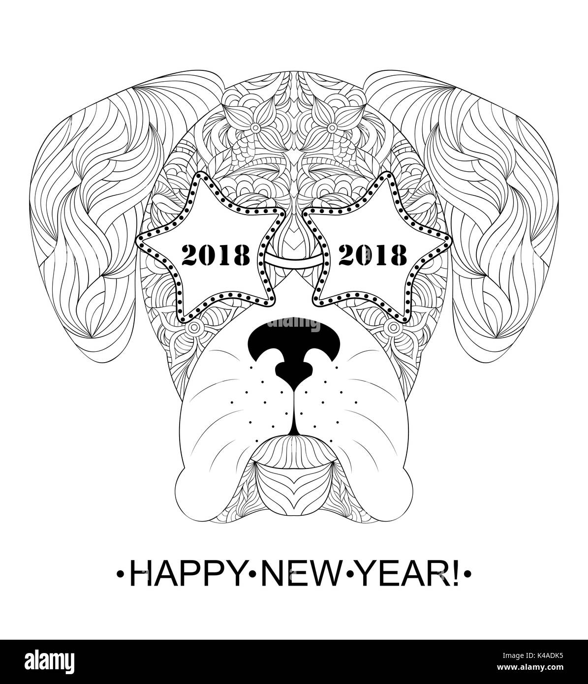 Testa di cane su sfondo bianco. Illustrazione Vettoriale