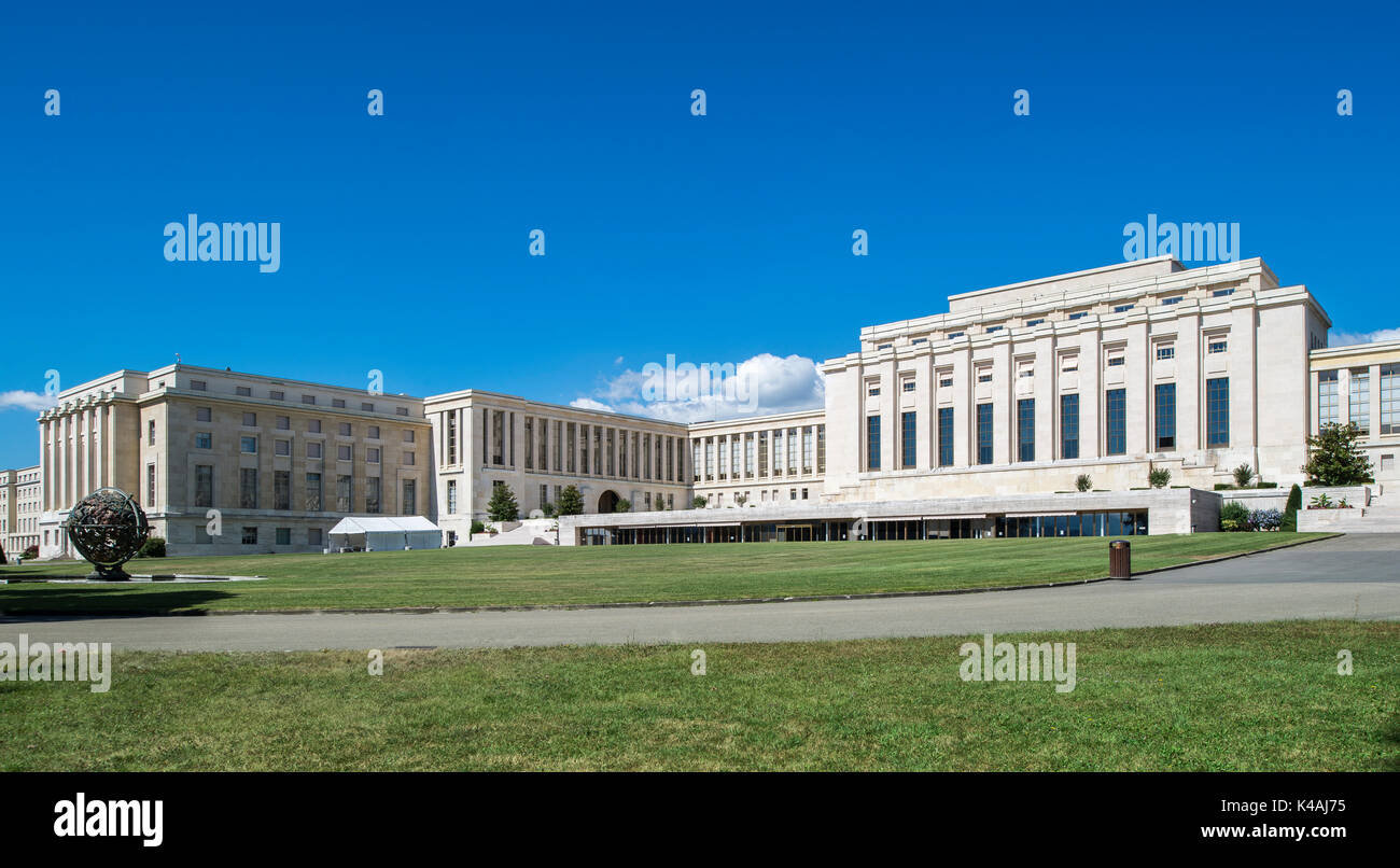 Palazzo delle Nazioni, Palais des Nations, costruito 1929-1938, dal 1966 la sede europea delle nazioni unite, onug, Ginevra Foto Stock
