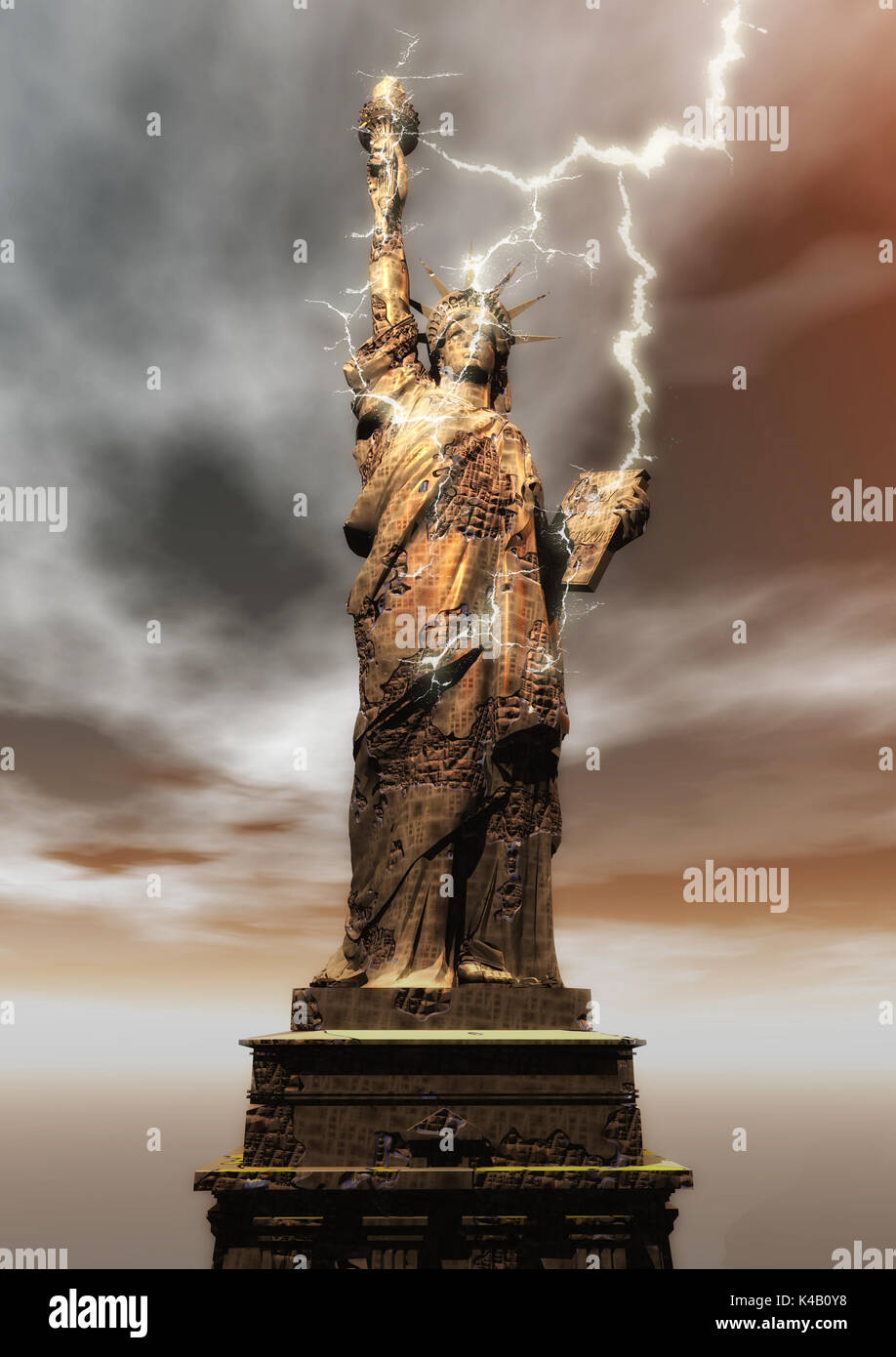 Rendering digitale della Statua della Libertà Foto Stock