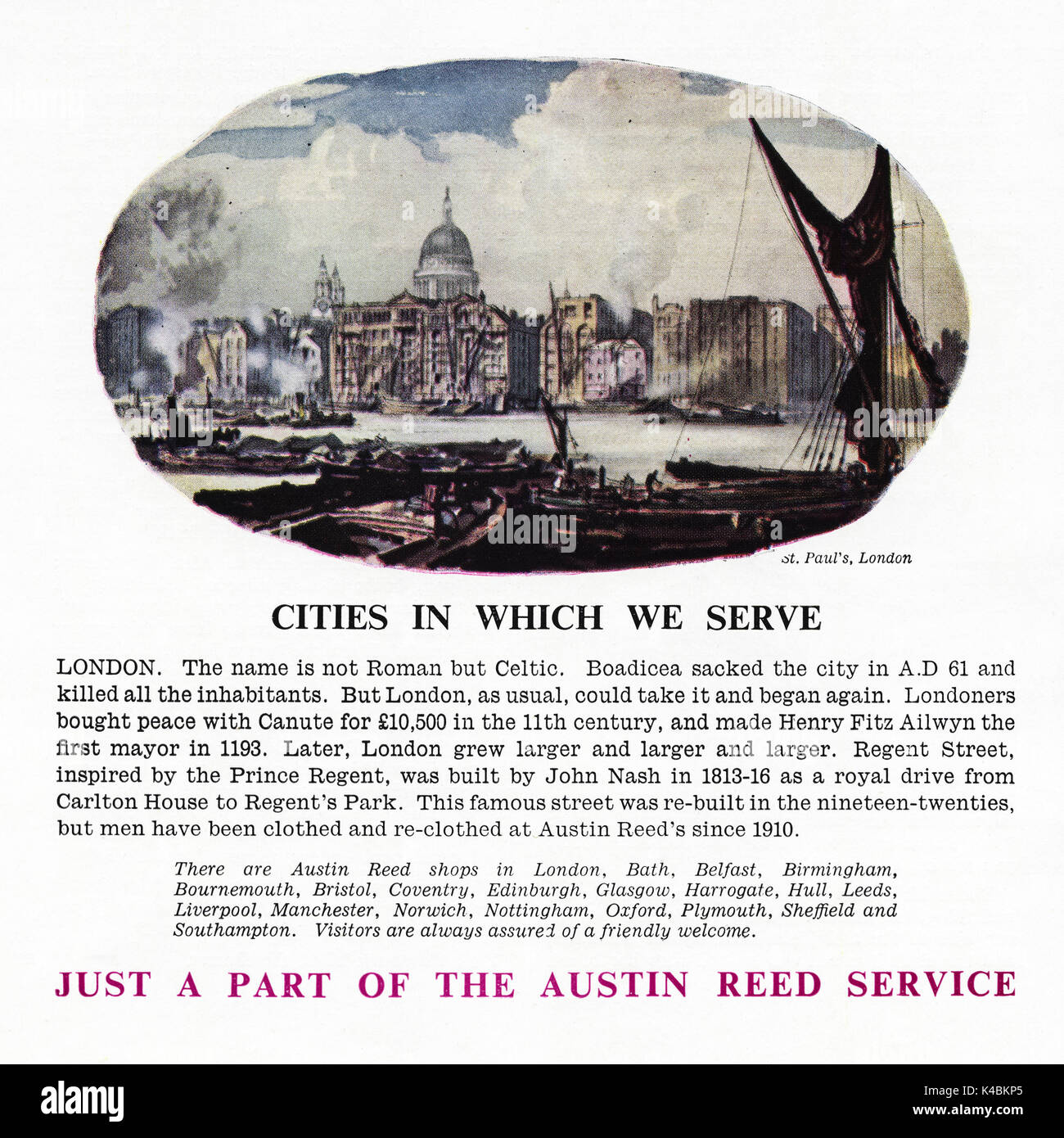 1940s vecchio vintage originale pubblicità pubblicità Austin Reed uomini vestiti in magazine circa 1947 quando i materiali di consumo sono state ancora limitato sotto post-razionamento di guerra Foto Stock