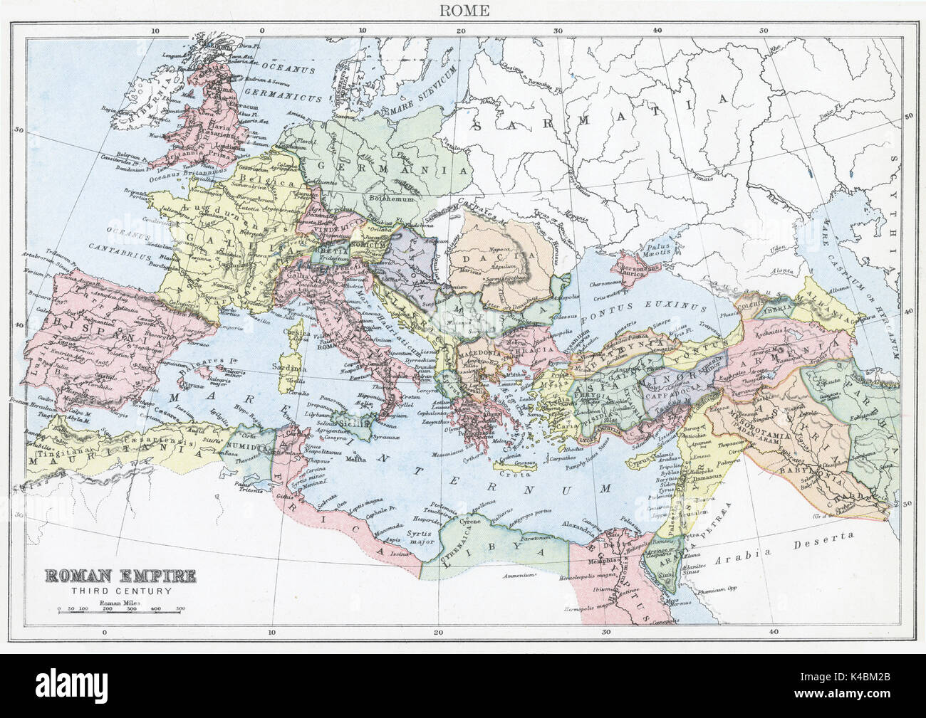 Mappa Antico, circa 1875, di Roma (Impero Romano) Foto Stock