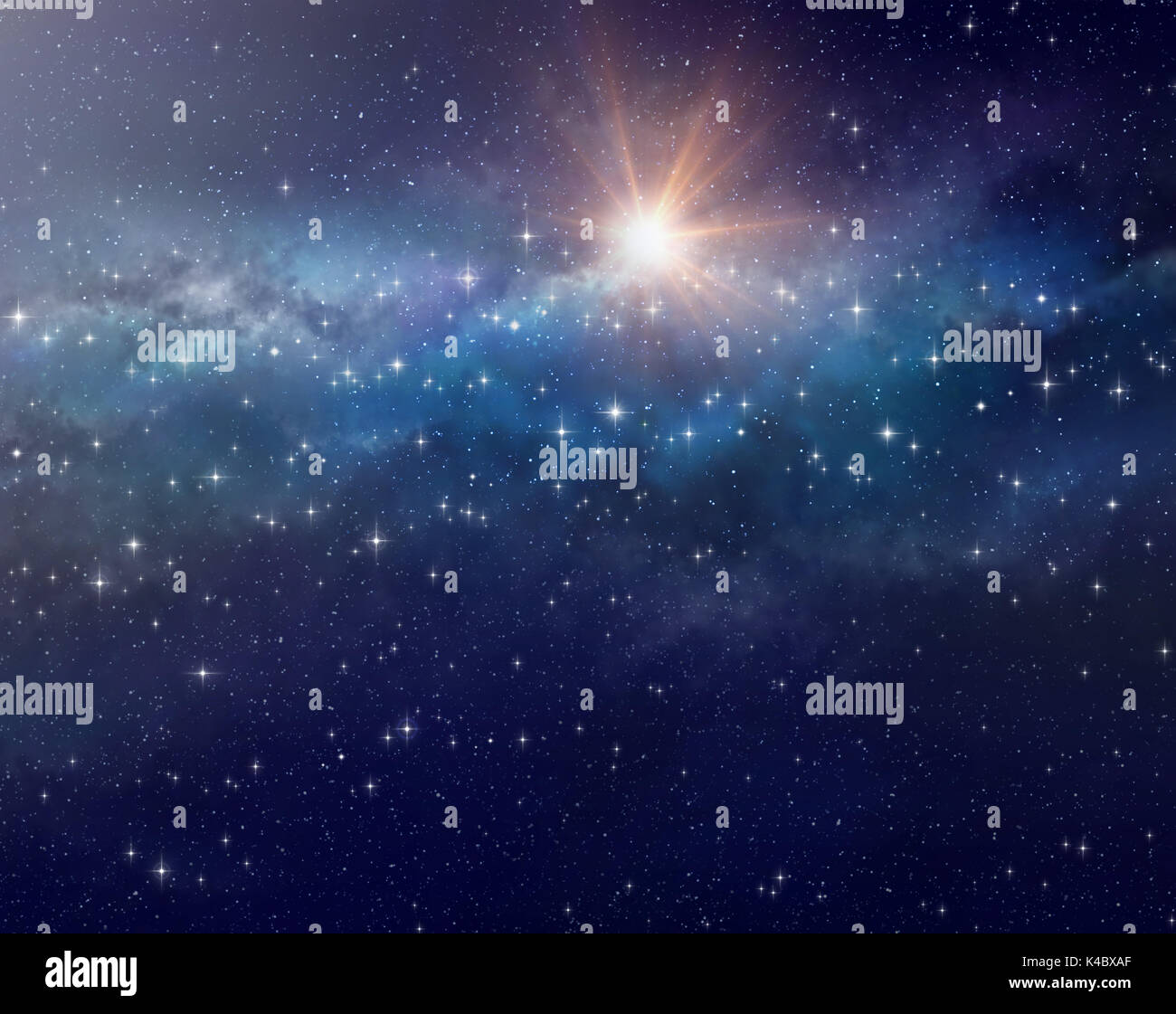 Alta definizione sfondo galattico, luminosi e stelle brilla in una via lattea Foto Stock