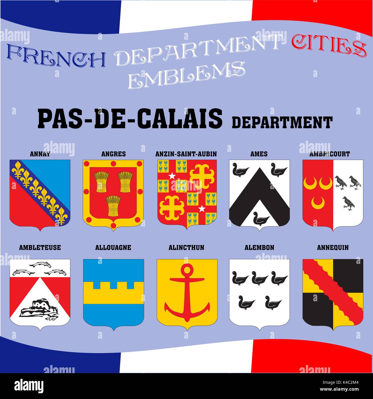 Emblemi ufficiali e bandiere di Franch città Illustrazione Vettoriale