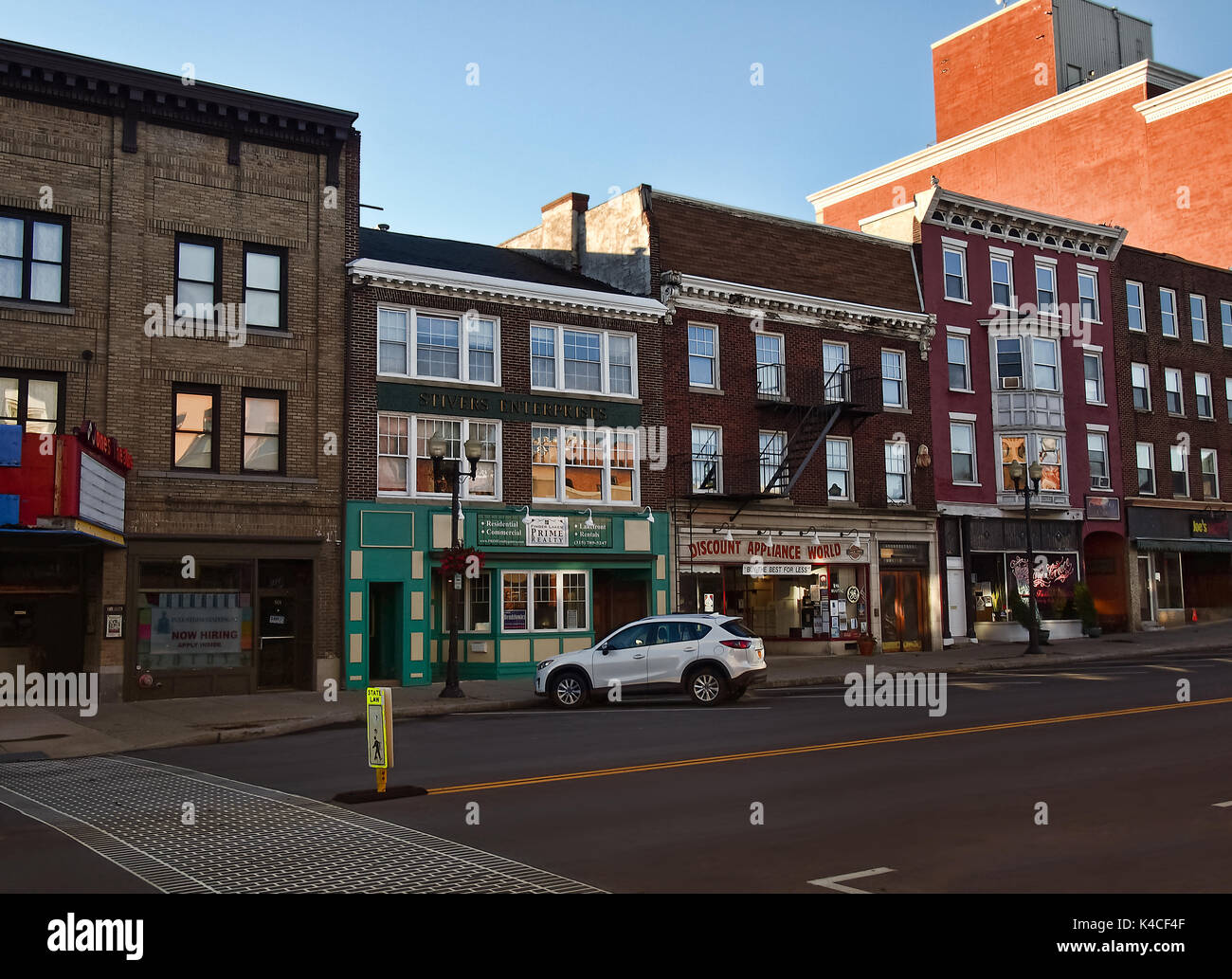 Ginevra , New York, Stati Uniti d'America. Il 5 agosto 2017. Il centro di Ginevra e New York in una tranquilla mattina d'estate Foto Stock