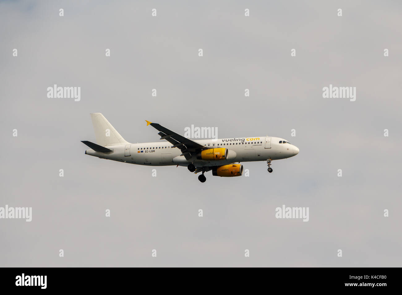 IBIZA, Spagna - circa 2017: Passeggeri aerei in livrea Vueling. Airbus A320. Ce-LQM Foto Stock IBIZA, Spagna - circa 2017: Passeggeri aerei in livrea Vueling. Airbus A320. Ce-LQM Foto Stock