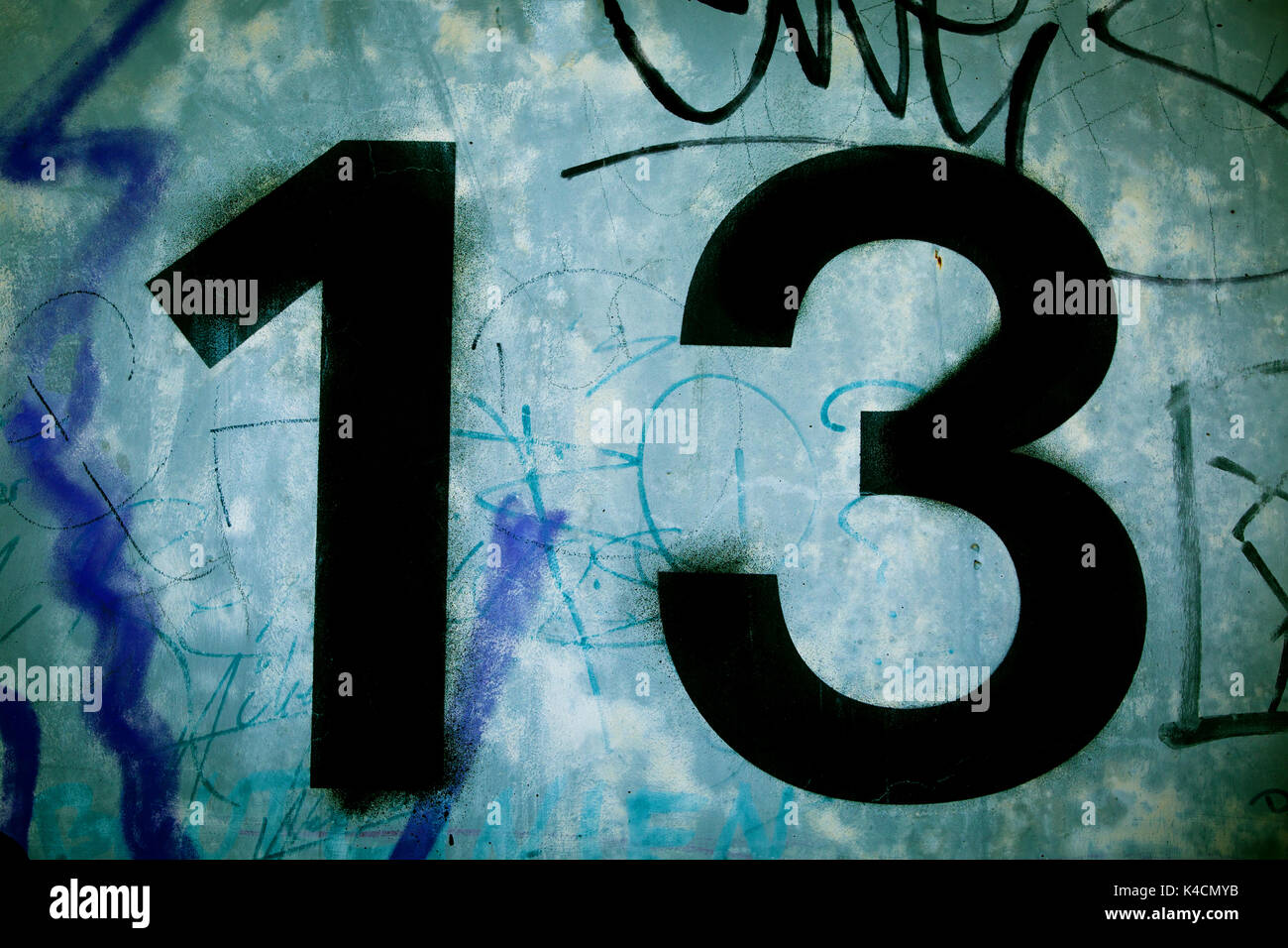 13 numero, graffiti Foto Stock