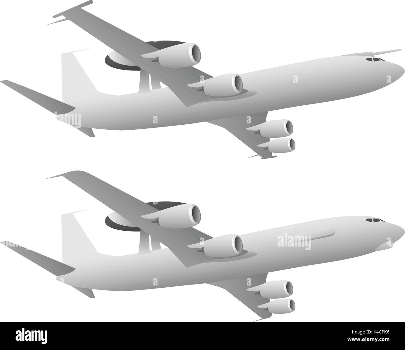 AWACS Airborne Warning e sistema di controllo aereo Illustrazione Vettoriale