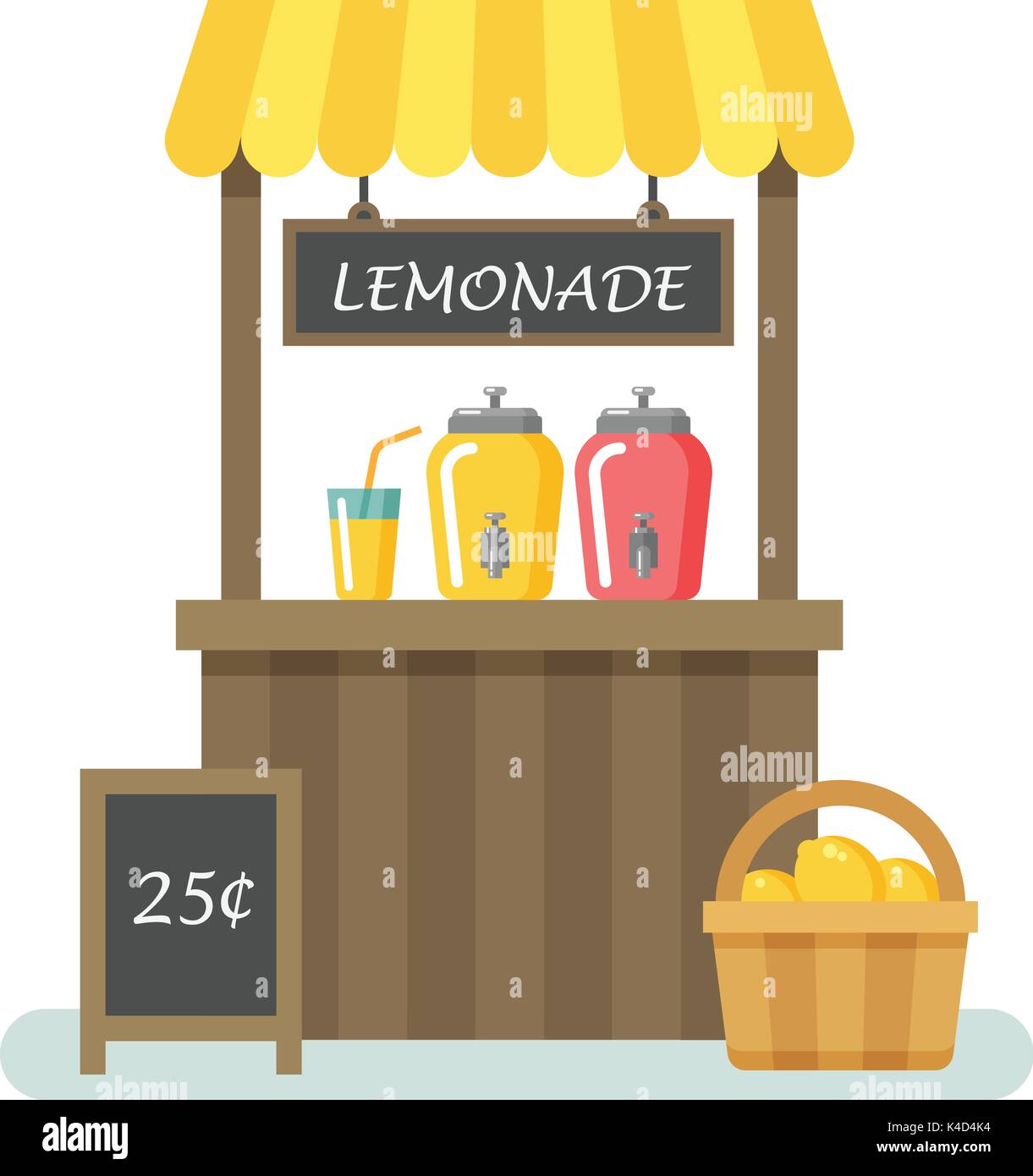 Lemonade stand illustrazione piatta Illustrazione Vettoriale