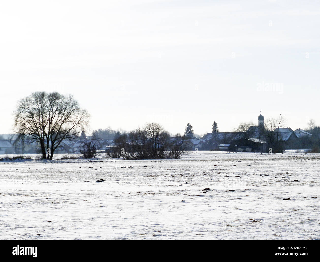 Eching al lago Ammersee, Alta Baviera, visto da ampermoss Foto Stock