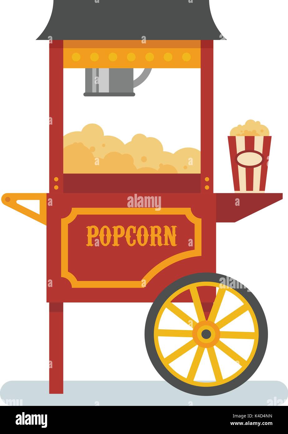Macchina per popcorn illustrazione piatta Illustrazione Vettoriale