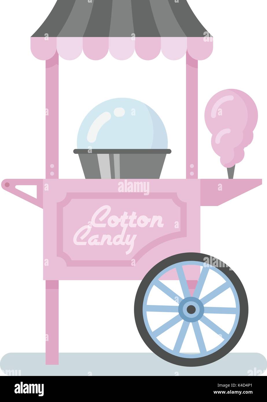 Il cotone candy macchina illustrazione piatta Illustrazione Vettoriale