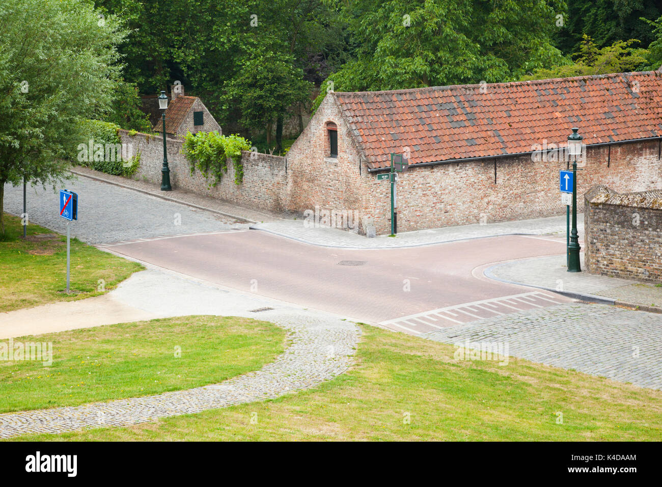 Strade medievali sul lato orientale di Bruges. Foto Stock