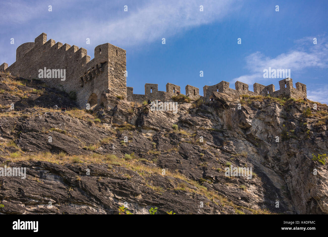 SION, Svizzera - Tourbillon Castello sulla sommità del colle, nel Canton Vallese. Foto Stock