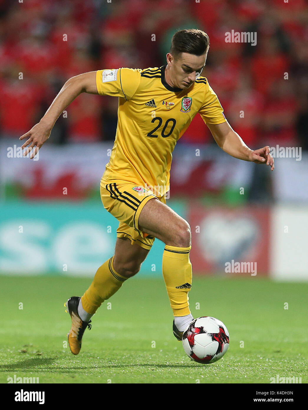 Tom Lawrence del Galles durante le qualificazioni della Coppa del mondo FIFA 2018, partita del gruppo D allo Stadionul Zimbru di Chisinau, Moldova. PREMERE ASSOCIAZIONE foto. Data immagine: Martedì 5 settembre 2017. Vedi PA storia CALCIO Moldavia. Il credito fotografico dovrebbe essere: Steven Paston/PA Wire. Foto Stock