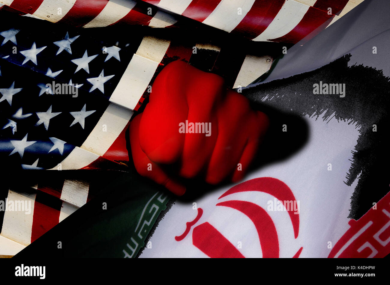 Tensione tra Stati Uniti e Iran Foto Stock