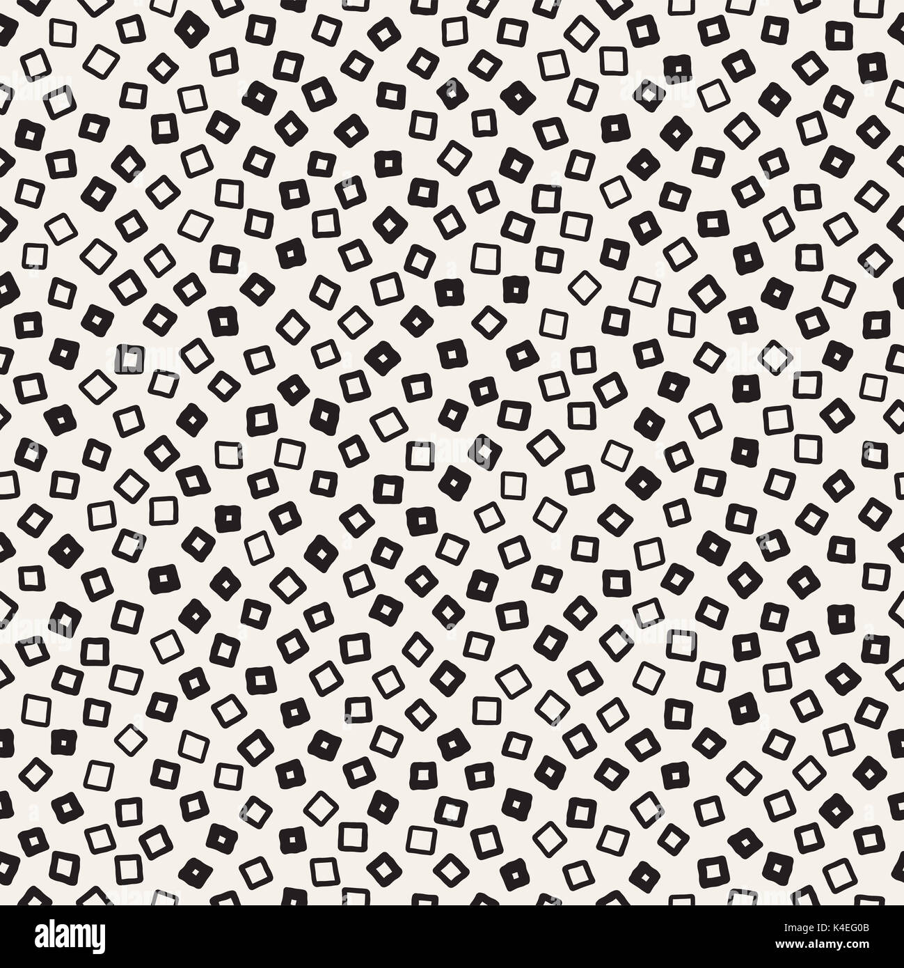 Disegnata a mano in bianco e nero inchiostro astratto modello senza giunture. Vector grunge elegante texture. Monocromatico sparsi geometriche forme pennello per linee Foto Stock