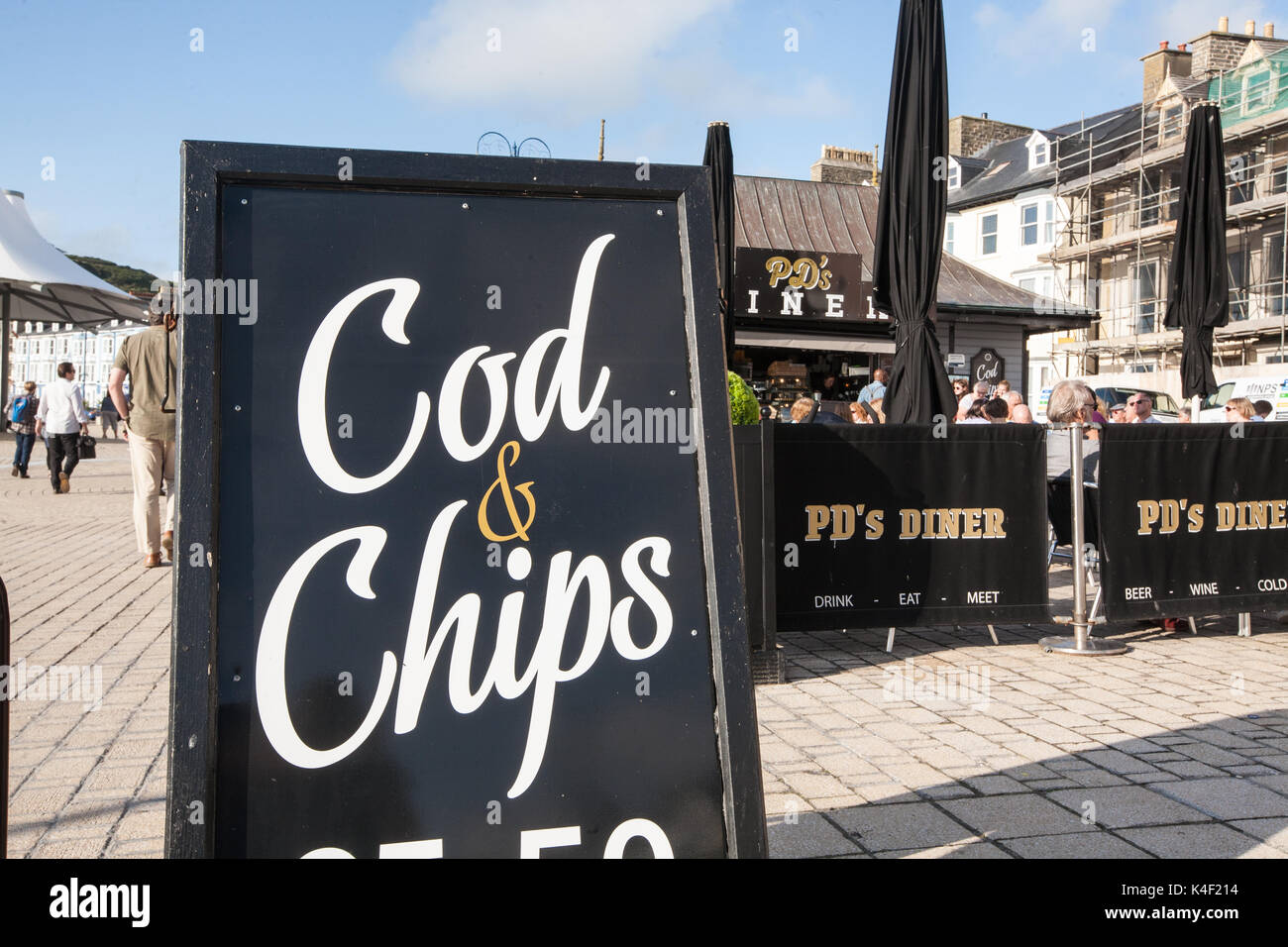 Del PD,Pd,Diner,gelati,salotto,caffè,bar,negozi,beach,Vista,Aberystwyth,coastal,resort,città turistica,,l'attrazione,Cardigan Bay,Ceredigion,Galles,U.K.,UK, Foto Stock