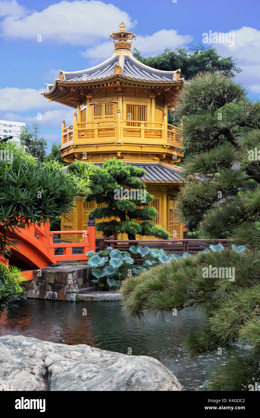 Padiglione di assoluta perfezione nel Giardino Nan Lian, chi lin monastero, Hong Kong, Cina Foto Stock