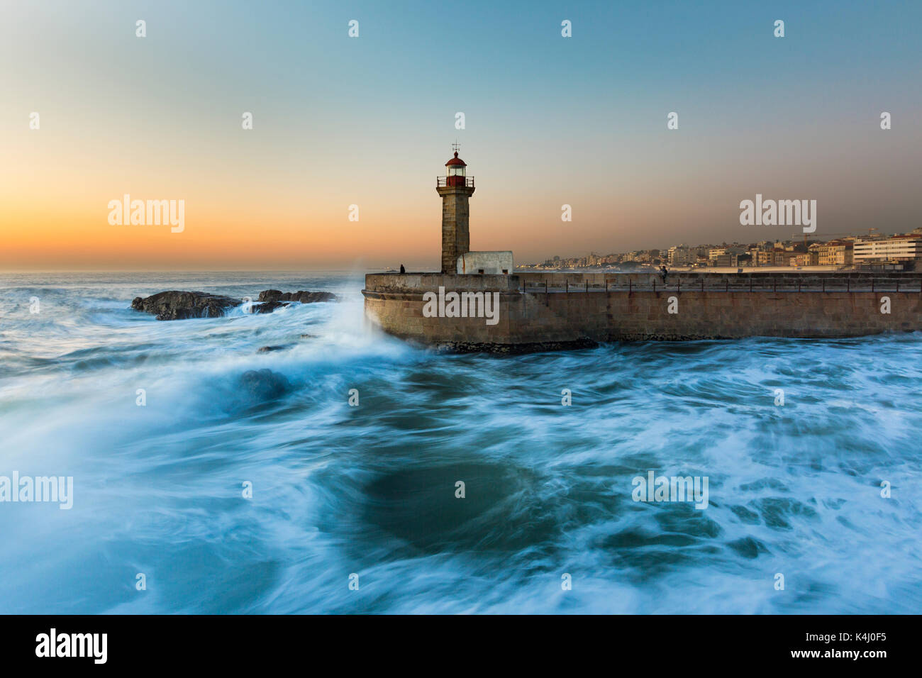 Faro di Foz do Douro, grande porto e Norte, Portogallo Foto Stock