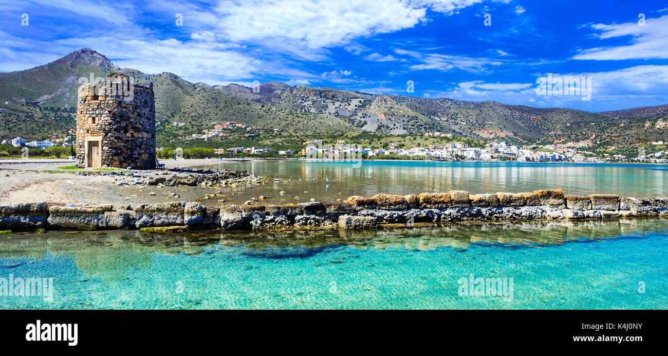 Bellissimo villaggio di Elounda,l'isola di Creta, Grecia. Foto Stock
