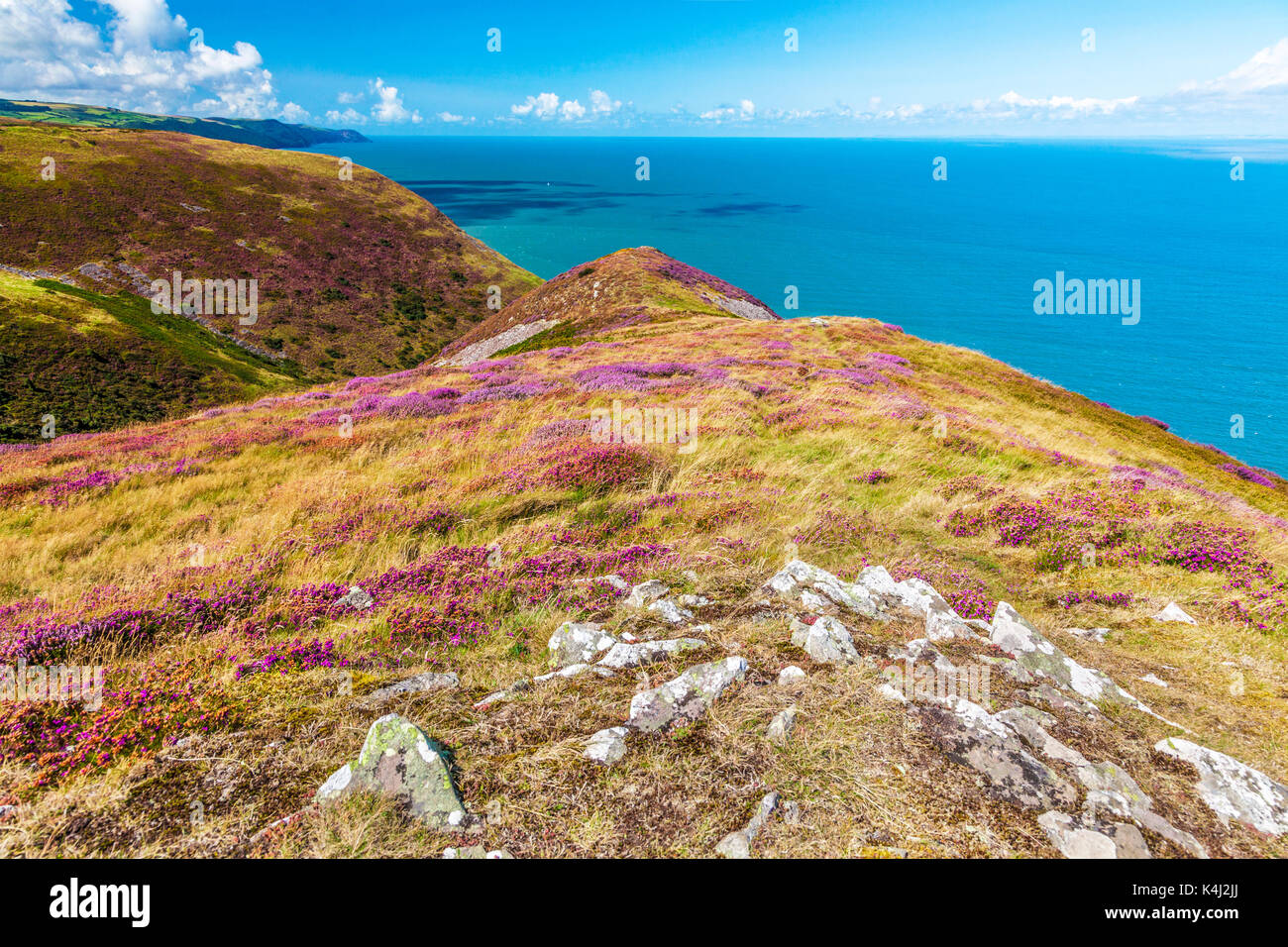 La vista sul Canale di Bristol dalla costa sud-ovest percorso nel Parco Nazionale di Exmoor,Somerset. Foto Stock
