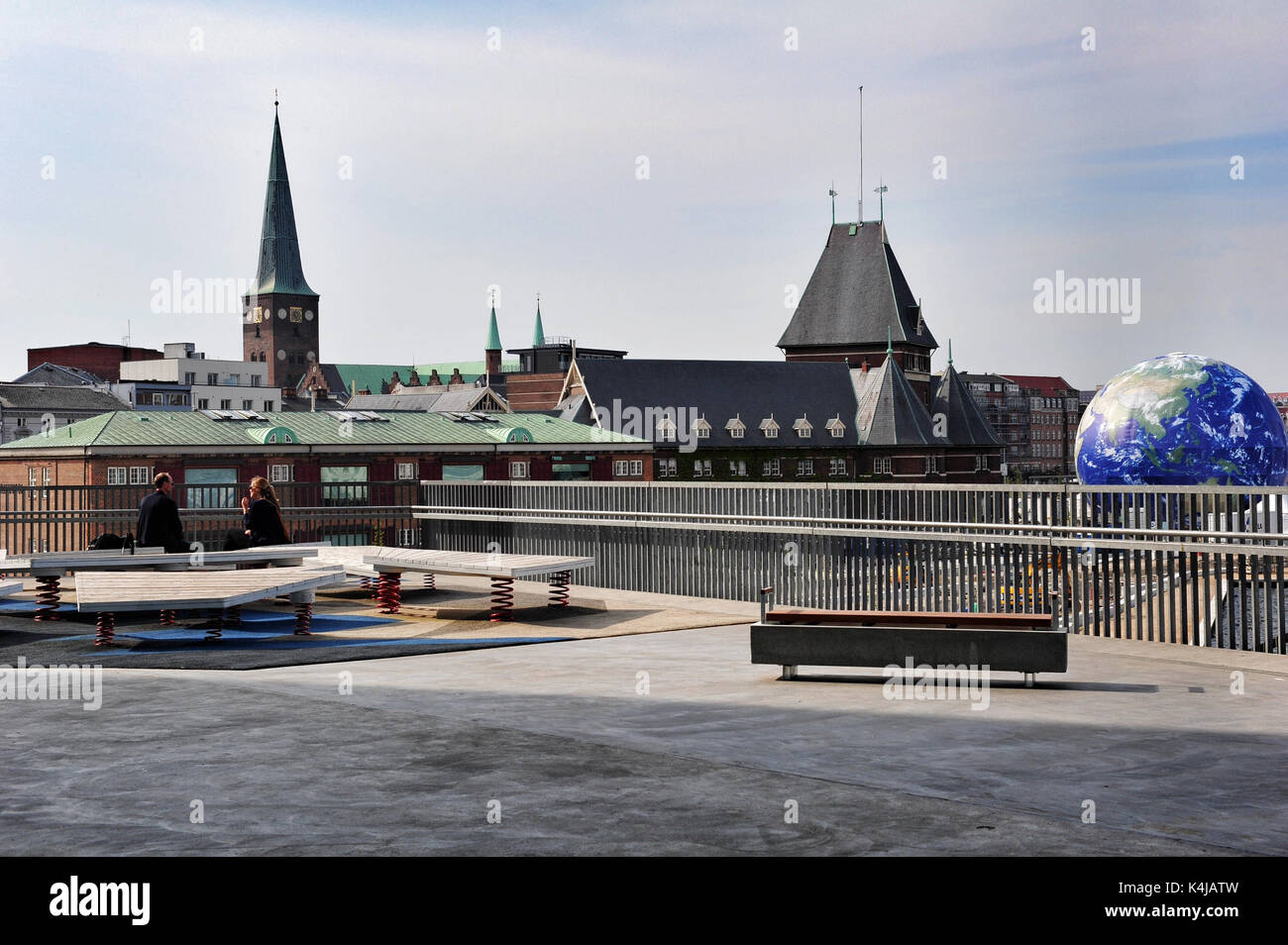 Vista di Aarhus da dokk 1. Foto Stock