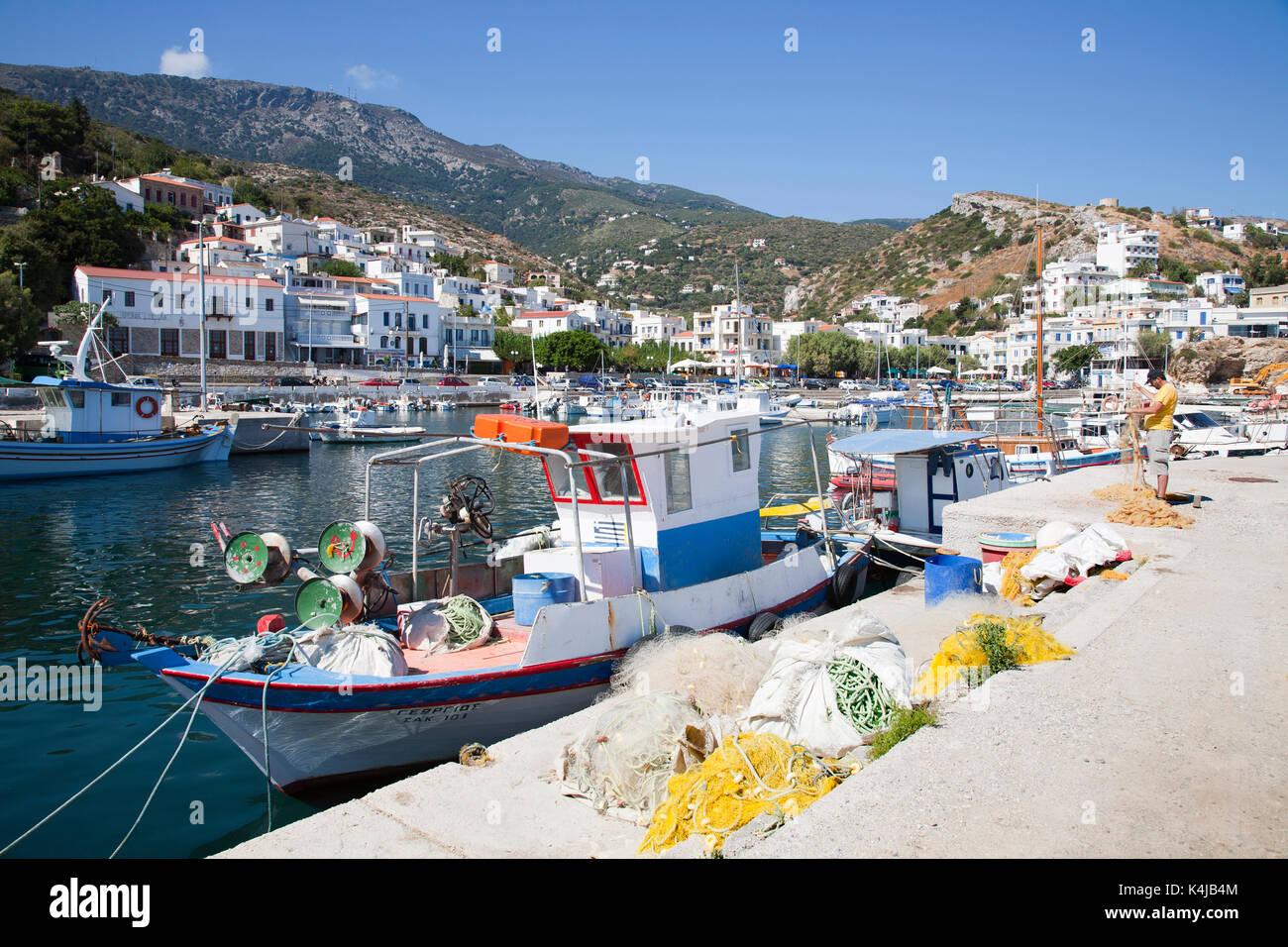 Porto, aghios kirykos, ikaria isola del mar Egeo, in Grecia, in europa Foto Stock