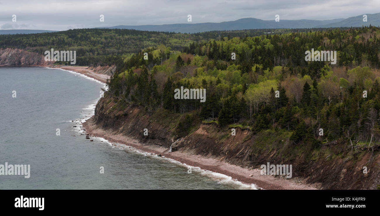 Vista panoramica della costa, ingonish, Cabot trail, Cape Breton Island, Nova Scotia, Canada Foto Stock