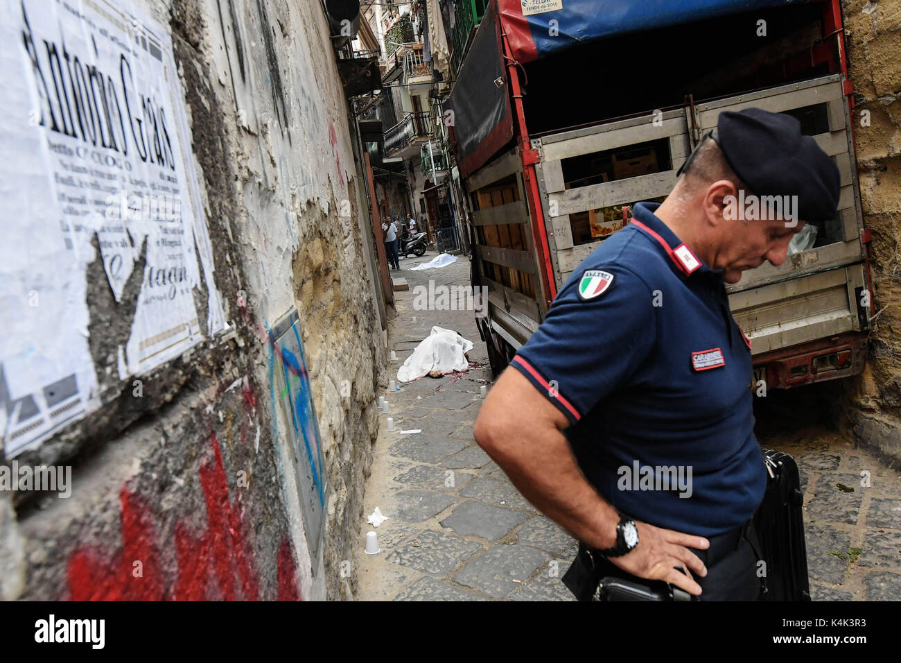 Napoli, Italia. 6 Settembre, 2017. Due omicidi di camorra a Napoli, le vittime Edoardo Amoruso cognato di Giuliano fratelli, ex boss della forcella è Salvatore Dragonetti Credit: Indipendente Photo Agency Srl/Alamy Live News Foto Stock