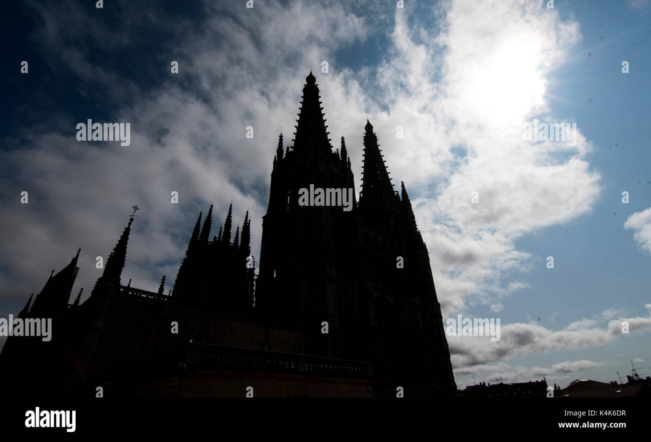 Burgos, Spagna. 6 Settembre, 2017. Giorno chiaro sulla Cattedrale di Sait Maria di Burgos il 6 settembre 2017 a Burgos, Spagna. ©David Gato/Alamy Live News Foto Stock