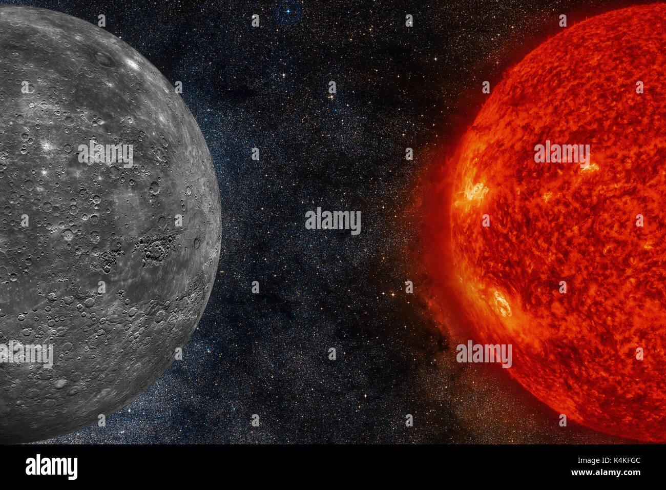 Il sistema solare - Mercurio. È la più piccola e più vicina al sole delle otto pianeti del sistema solare, con un periodo orbitale di circa 88 Terra d Foto Stock