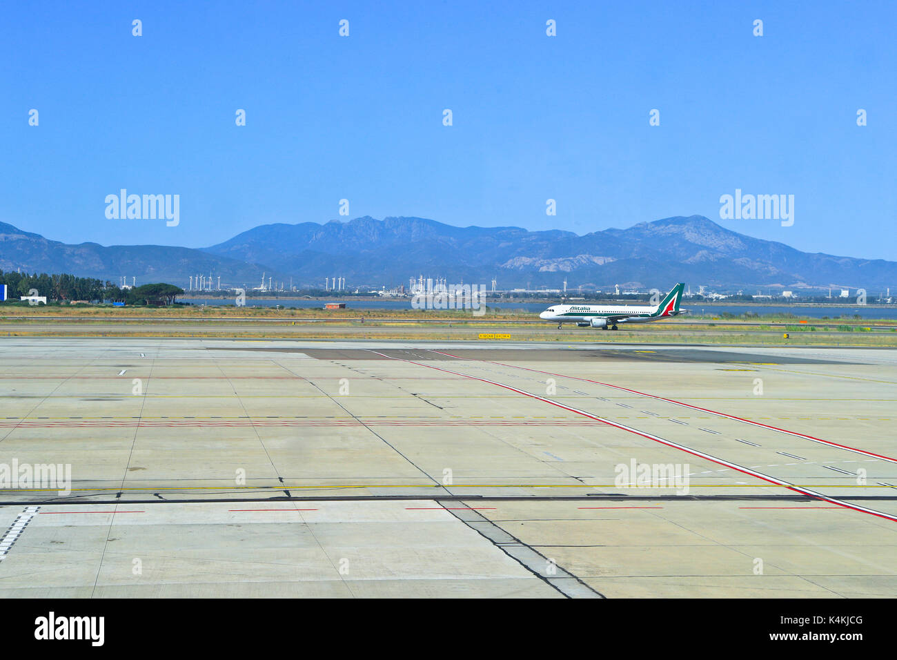 Aereo alitalia atterraggio. Italia Foto Stock