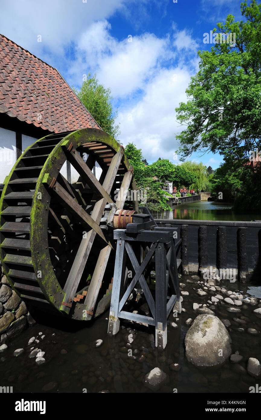 Un viaggio indietro nel tempo al Den Gamle By (Città Vecchia), un open-air folk museum ad Aarhus in Danimarca. Foto Stock